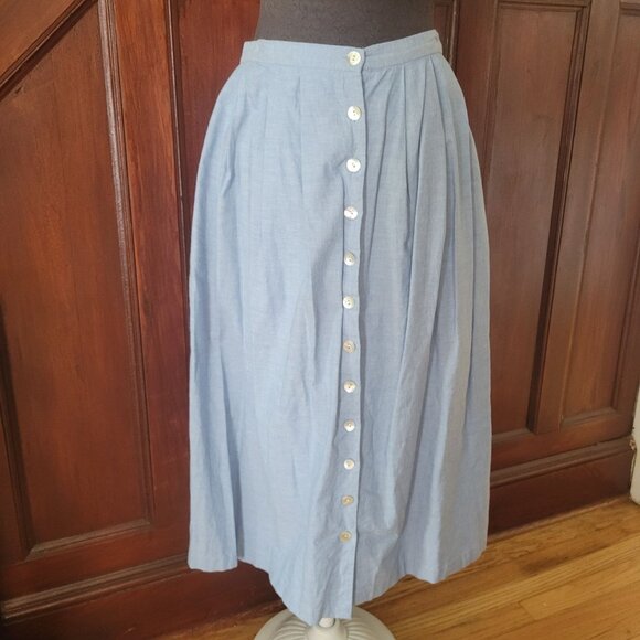 Vintage Plaza South Blue Button-Up Dress Embroidered Collar Pintuck Sz12 India - Picture 3 of 11